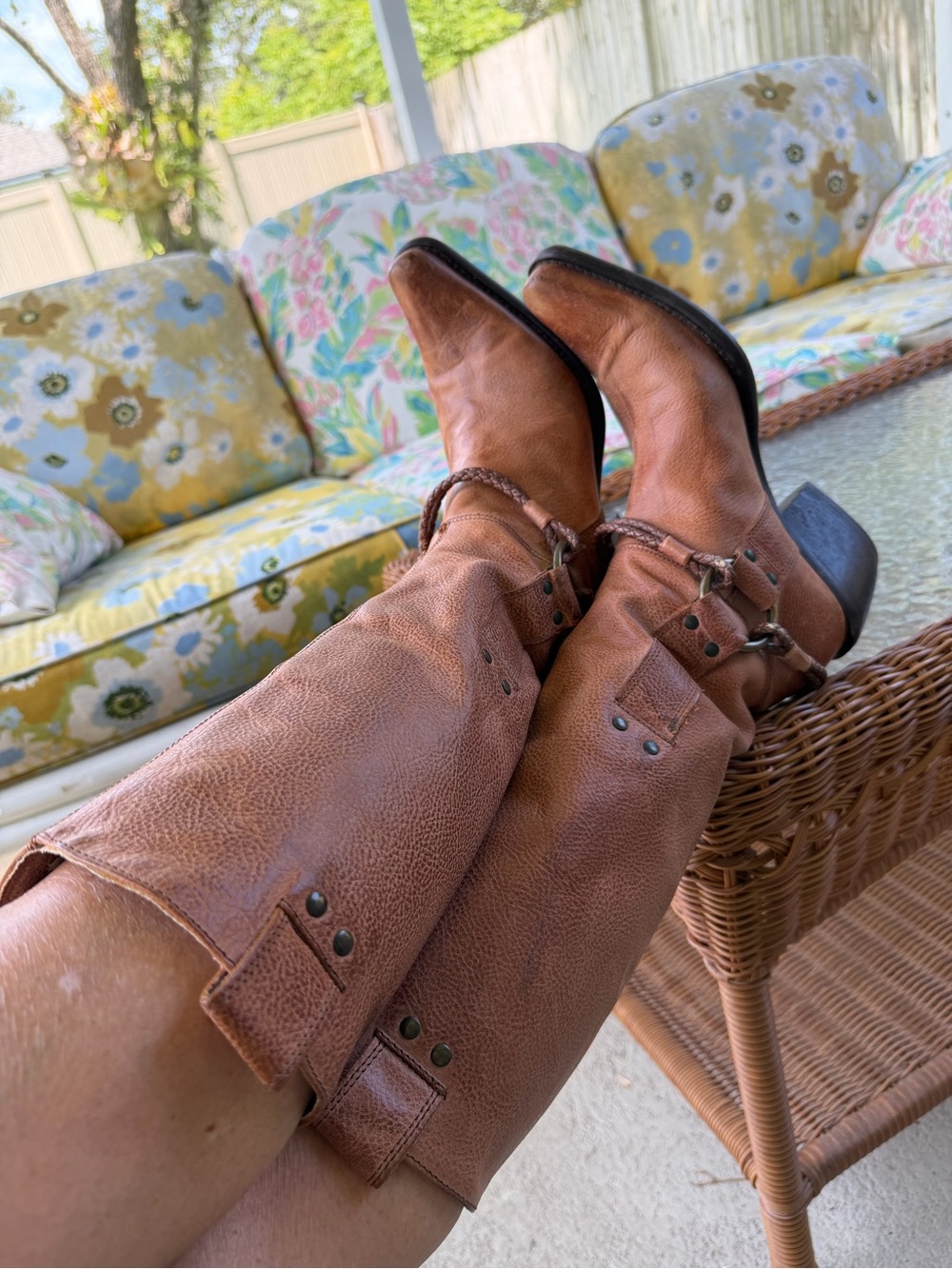 Bronx Leather Western Harness Cowboy Boots EU 37 Brown